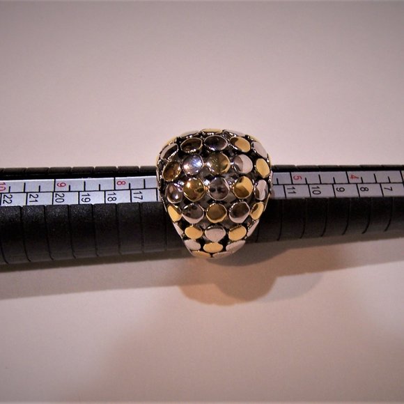 Dome Ring 18k Gold Filled Silver and Gold Toned - Picture 2 of 5